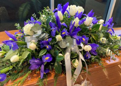 Funeral Sheath - Purple Iris + White Rose