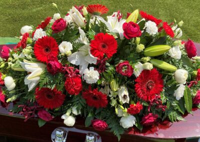 Funeral Sheath - Red Gerbera + White Rose + Carnation